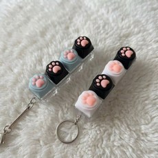 오브제이스 귀여운 LED 고양이 스트레스 해소 피젯 키캡 키보드 딸깍이 키링, 1개, 모노 냥냥이