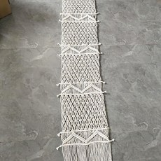 DIY棉繩桌旗 北歐手工編織隔熱桌毯 婚禮裝飾INS風桌旗, 1個, 米白桌旗35*220cm 970g(0