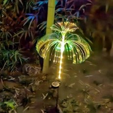 太陽能花園燈 LED光纖裝飾燈, 雙層水母燈-rgb 彩色