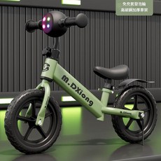 m.DXiong 兒童平衡車 3至6歲 無腳踏兩輪滑步車 高碳鋼加厚車架, 綠色 發泡輪 音樂燈光 加厚車架 禮包, 1個