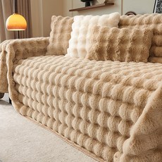 2026新款兔毛絨沙發蓋布巾冬季加厚毛絨沙發墊高級感沙發套罩, 1件, 母嬰級兔兔絨-中古咖【恰到好處的溫暖】