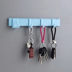좌우 슬라이딩 건습 분리 수건걸이 부착식 벽걸이, 파란색, 1개
