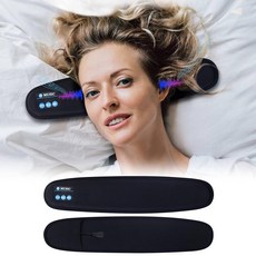 블루투스 베개 스피커 마이크 볼륨 컨트롤 하이 스테레오 휴대용 수면 헤드폰 남성 및 여성용 (블랙) 117372, Black