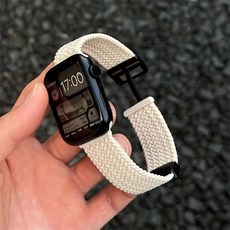 Rabbit Technology 散熱洞洞款 防水防汗 矽膠錶帶 適用Apple Watch錶帶, 尼龍編織磁吸-星光色,38/40/4110/11代42mm, 1個