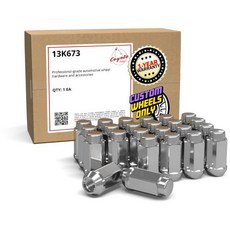 휠 액세서리 부품 24개 M14x2 14x2 나사산 볼록한 도토리 1.90인치 길이 러그 너트 크롬 3/4인치 19mm 육각 렌치 포드 익스페디션 F-150 링컨 내비게이터 해, M14 x 2.0, 7/8" Hex / Rainy Climate, Chrome