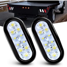 Nilight 6인치 타원형 흰색 트레일러 테일 라이트 2PCS 10 LED 플러시 마운트 그로멧 플러그 포함 IP67 방수 후진백업 램프 트럭 RV 캠핑 보트 지프 흰색, Amber Arrow Lights 2Pcs