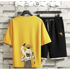 [한정수량특가] 빅사이즈 카툰 캐주얼 운동복 츄리닝 트레이닝복 여름 반팔 상하세트