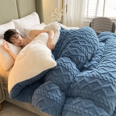 SKANDSALO 겨울 이불 두꺼운 따뜻한 이불 양고기 벨벳 이불 매트리스 우유 벨벳 코어, (사파이어 블루), 1.5*2 미터 2kg