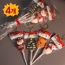크리스마스트리 장식 캔디 (산타+트리+루돌프+눈사람) 4가지 막대사탕, 4개, 12g