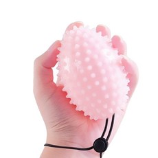 타원형 악력볼 악력기 손 운동 마사지 재활 스트랩 줄, 1개, 핑크
