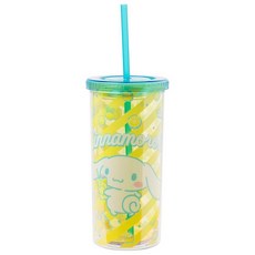 Silver Buffalo Sanrio 헬로 키티와 친구들 마이 멜로디 딸기 도넛과 밀크쉐이크 패턴 플라스틱 콜드 컵 뚜껑과 빨대 포함 591.5ml(20온스) 151963, Cinnamoroll Lemons