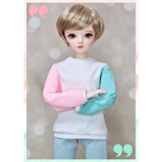 도리스돌옷 60cm ( 투톤 나그랑 맨투맨 ) bjd 구체관절 인형옷 <완제품>, 뒷트임 없음(헤드분리O), 1개