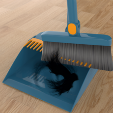 현우상점 접이식 빗자루 폴딩 쓰레받기 세트, 블루오렌지, 1세트