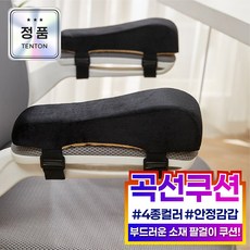 텐톤 편안한 곡선형 의자 팔걸이 쿠션 1+1, 블랙