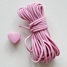DIY 옷 소품 만들기 부자재 - 하트 스토퍼 + 스트링 5m 세트, 10개, 연핑크