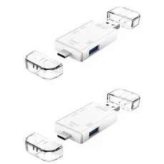 1-3개입 6 in 1 USB마이크로 USB타입 C to SD TF 카드 어댑터 OTG 리더 3.0 노트북 액세서리, 03 White-2pcs