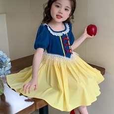 반팔 백설공주 원피스 왕리본 헤어밴드 세트