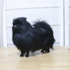강아지 모형 포멜라이언 디피용 인테리어 소품 인형, 블랙  길이22cm 높이 19cm, 1개