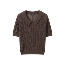 GGPX 빈티지 케이블 카라 반팔 니트 GQBKT019D