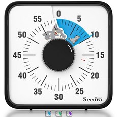 secura home 60분 비주얼 타이머 어린이 카운트다운 시간 관리 그린 오버사이즈 기계식 시계 마그네틱 7.5인치 내구성이 타이머 도구 및 다크 성인용 백킹 뛰어난, Blue, Cartoon