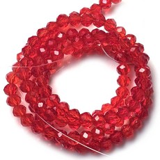 Bead 크리스탈 4mm 론델 비즈재료 한세트 2줄 컬러선택, 레드