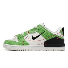 逢甲FUZZY Dunk Low Disrupt 2 蛇紋 黑白 白綠 金扣 DV1490-161 DV1491-100, 1個, 白綠蛇紋,25.5cm