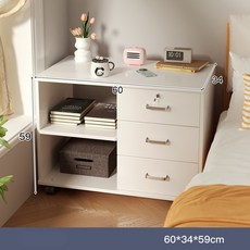 Tixpra 이동식 서류함 잠금식 대용량 수납장 사무용장 홈웨어 협탁 모던 심플, 3단, 흰색