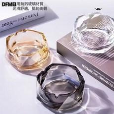 DFMEI 加厚加深玻璃菸灰缸家用客廳創意防飛灰易清理, 1個, 菱角玻璃菸灰缸-隨機顏色-1個裝:9*4.5cm