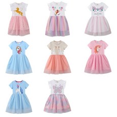 【Hi！Kids】2-7 歲小女孩衣服兒童可愛可愛卡通純棉時尚短袖洋裝 2003