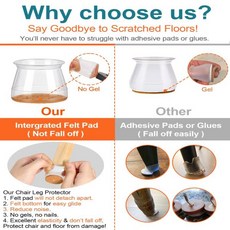 1/24 Pcs 둥근 의자 다리 보호대 실리콘 패드 가구 미끄럼 방지 소음, 03 L ( Fit 33-50mm ), 02 1 개