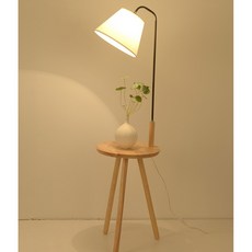 實木 簡約茶几型落地立燈 現代客廳書房餐廳閱讀書籍釣魚檯燈台燈(送遙控可調光)可搭工業風, 原木色+黑支架