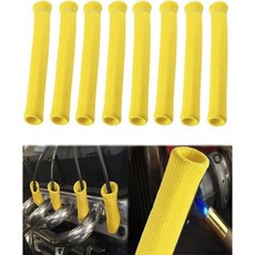 스파크 플러그 열 슬리브 보호 LS1 LS2 SBC BBC 350 454 자동차 트럭용 8 PCS 2500° 와이어 부츠 프로텍터 6인치 차폐 커버 교체 파란색, Yellow