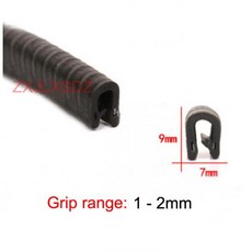 패킹 흡음 테이프 자동차 방음 풍절음 고무 몰딩 웨더 스트립 블랙 U 채널 PVC 엣지 트림 도어 씰 윈도우 트럭 소음 방지 가드 1 m, 7x9mm, Black, 1개