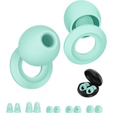 수면 소음 제거용 이어플러그 - 초점 코막힘 비행기 33dB 38dB 재사용 가능한 소프트 청력 보호 10 실리콘 및 폼 이어팁블랙, Green, One Size, 1개