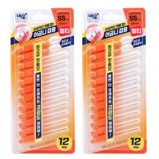 네오케어 멀티 I자형 치간칫솔 개별캡 어금니 겸용 네오 멀티 치석제거, 2개, 12개입, 0.8mm