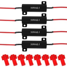 LKAHG 4PCS 자동차 50W 6ohm 부하 저항기 LED 전구 고속 하이퍼 플래시 오류 코드 수정을 위한 8PCS 퀵 와이어 클립이 장착된 자동차 부하 저항기 턴 시그널, black