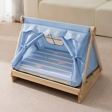 實木高腳封閉式貓窩 四季通用 防潮, 1個, 邦迪藍