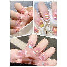 유안이네 셀프 붙이는 젤네일스티커 네일팁 네일스티커 인조손톱 24Px3종세트, 1개, 귀요미 세트