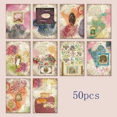 JIANQI 요술 실험 재료 종이 장식 일기 앨범 스크랩북 정크 저널 용품 팩당 50 개, 01 E