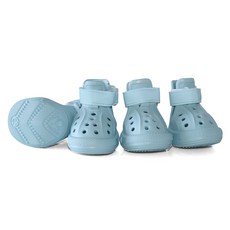 Brightbay 강아지 미끄럼방지 신발 야광 스트랩 펀칭 통기신발 장식 증정, 하늘색, 4개