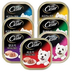 mars 시저 혼합 반려견 주식캔 혼합구성 100g 캔, 6개