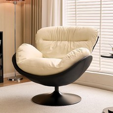 BYOU 럭셔리 1인용 쇼파 360도 회전 가능한 대형 리클라이너 안락 의자, 1개, 블랙+화이트