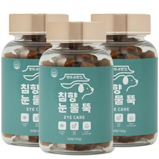 강아지 눈 눈물영양제 눈물자국 눈충혈 리얼루테인 오메가3 백내장 예방 댕이수랏간 침향 눈물뚝 100g, 3개, 눈물개선/눈건강