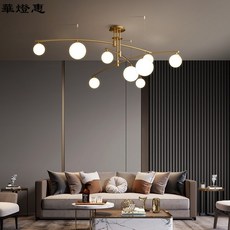 【華燈惠】新款樹枝燈具北歐輕奢全銅吊燈創意個性現代簡約風格魔豆客廳燈具, 烤漆金色