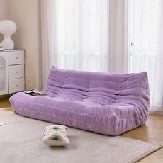 고탄성 스펀지로 만든 직물 소파쇼파 애벌레 소파 거실 소파, 3인용 좌석 Three-seater, Purple
