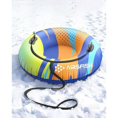 견인 가능한 목줄이 달린 스노우 튜브 에어피쉬 풍선 눈썰매 헤비 듀티 커버 내마모성 및 부동액 소재 겨울 스포츠용 썰매 튜브, Color Burst, 1