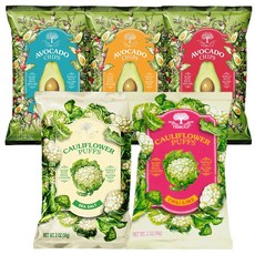 테몰 인기스낵 5종 세트 (컬리플라워 퍼프 칠리라임 56g + 씨솔트 56g) + (아보카도칩 씨솔트40g + 토마토40g + 나쵸치즈40)