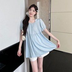 임부복 상의 봄 여름 임산부 루즈핏 트렌디 반팔 티셔츠 캐주얼 빅사이즈 여자 블라우스 WMY