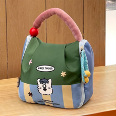 귀여운 강아지 런치 도시락 이유식 간식 보냉백, 1개, 그린