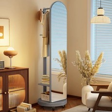 그레이리빙 360도 회전 행거 수납 옷걸이 스탠드형 전신거울 원목 원목색, O. 그레이 특대형 50x50x172x 버전